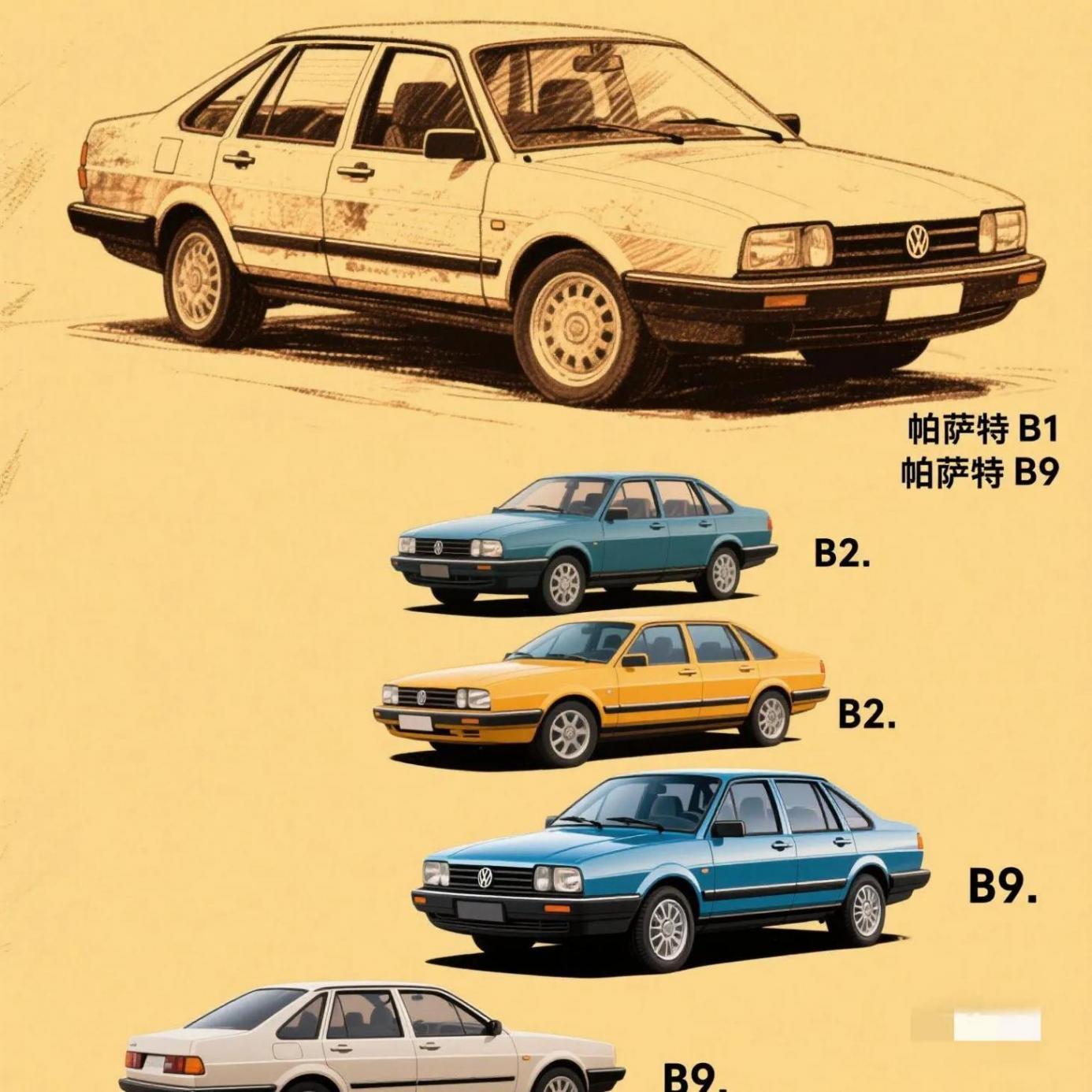帕薩特49年9代進化史:從前驅小車到智能旗艦,哪一代最經典?